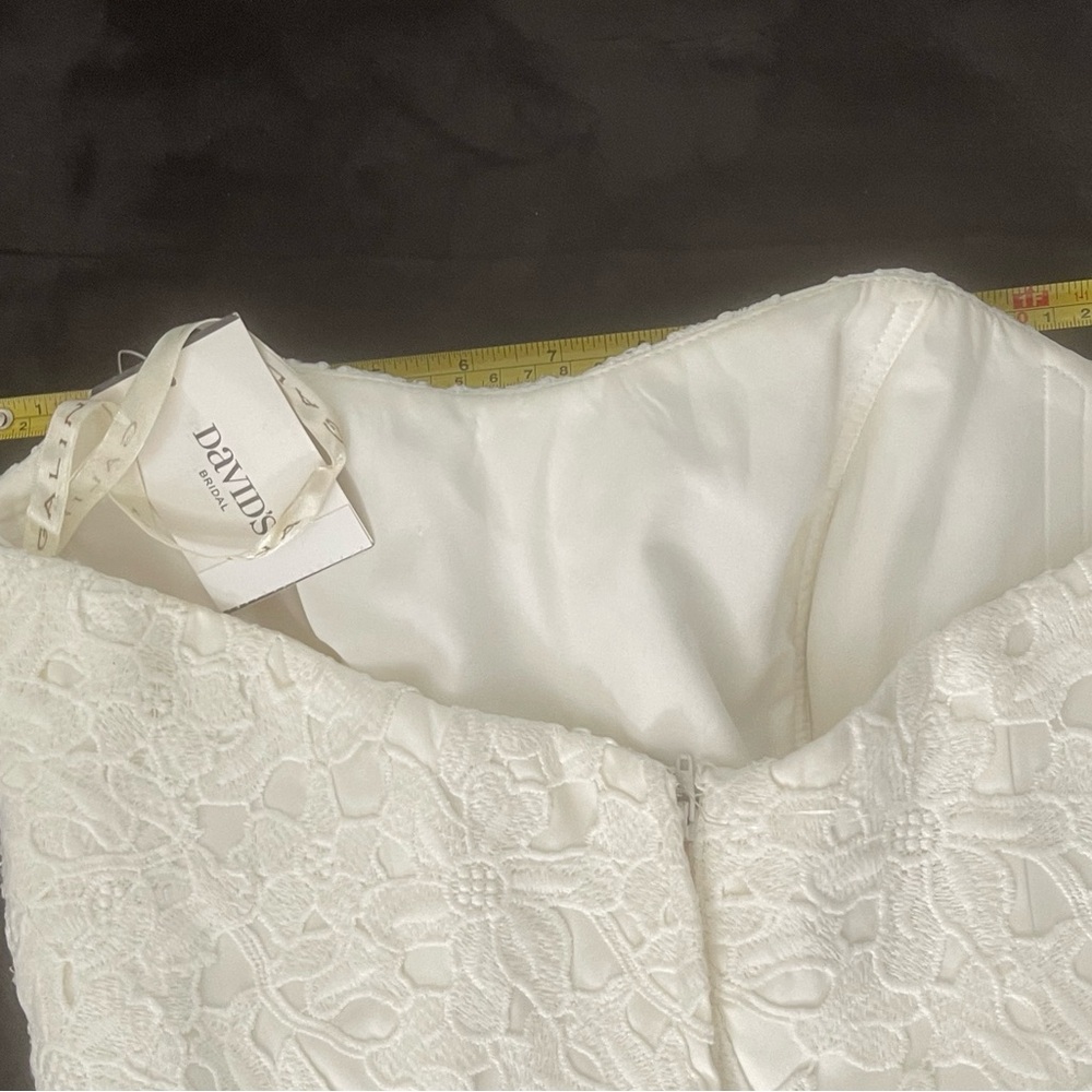 Spectacular David's Bridal Ivory Floral Lace Gown - Picture 3 of 16